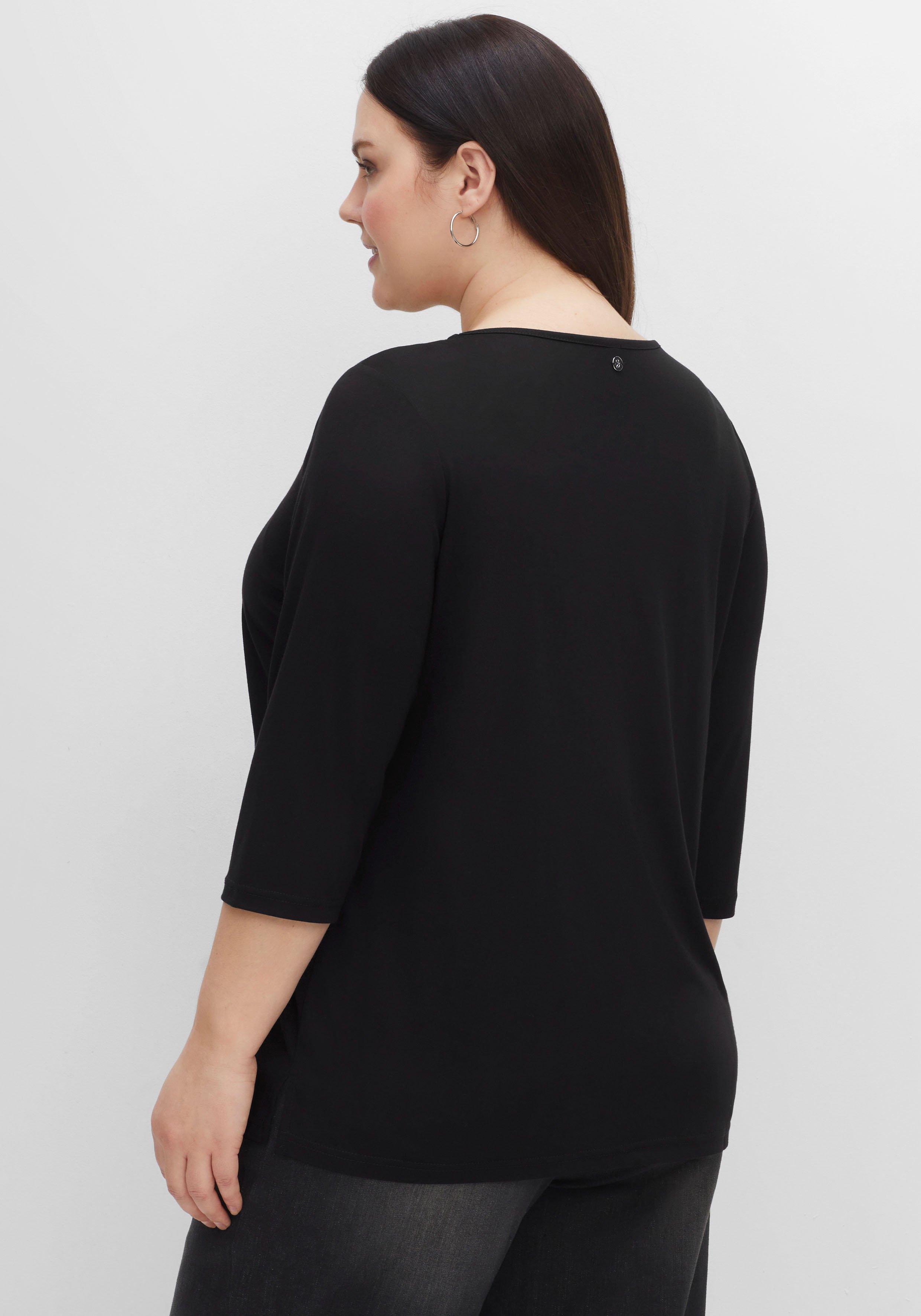 Shirt mit Wording-Frontdruck und 3/4-Ärmeln