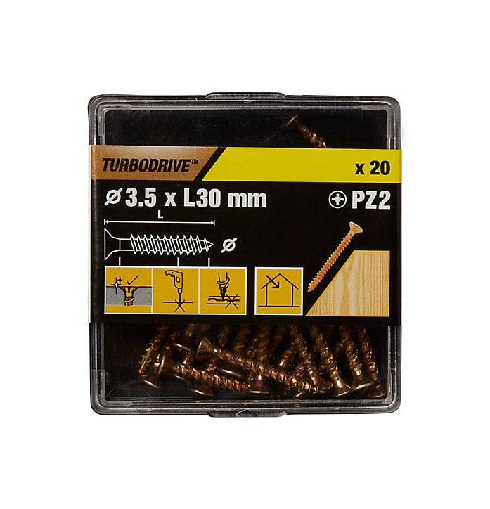 Vis à bois Turbodrive Premium pozidriv zinguée jaune 3.5x30 mm - 20 pièces