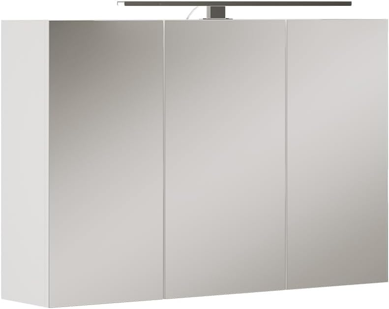 Vicco Badspiegelschrank Lavio, Weiß, 90 x 60 cm mit LED-Beleuchtung