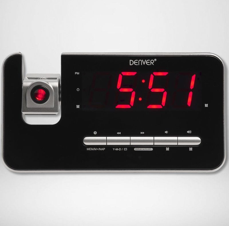 Denver - CRP618 - Wekkerradio - Zwart - Digitale FM Radio met Projectie