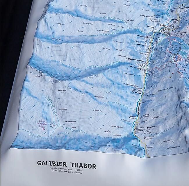 CARTE EN RELIEF GALIBIER THABOR HIVER