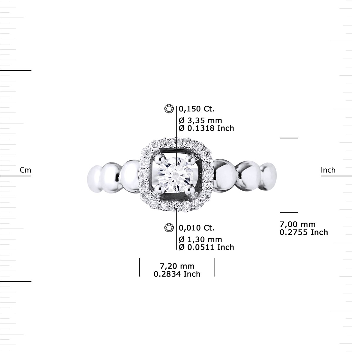 Solitaire Diamants 0,33 Cts Joaillerie Prestige Or Blanc