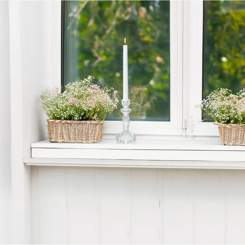 Decoration kaarsen kandelaar - dinerkaarsen - glas - 20 cm