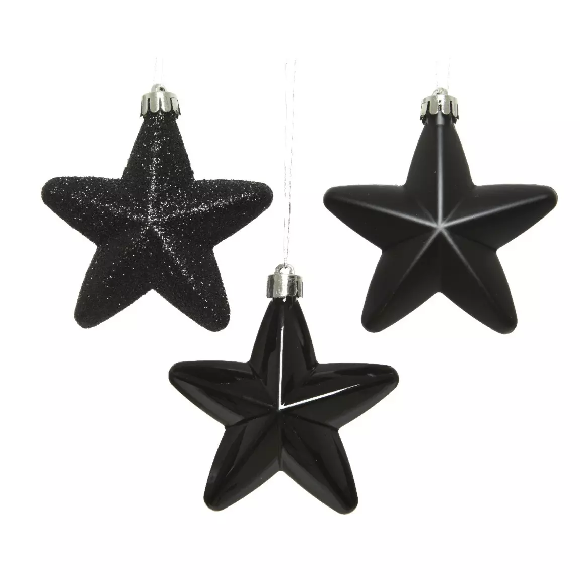 Lot de 6 étoiles de Noël à suspendre (H7 cm) Alpine Noir