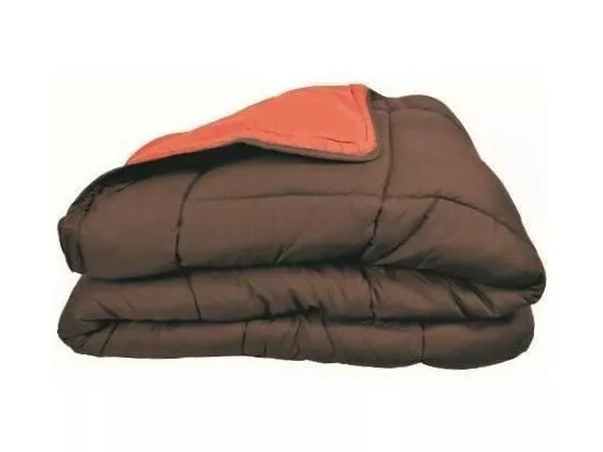 Couette chaude Microfibre 400 gr/m2 CALGARY Chocolat + Corail 220x240cm