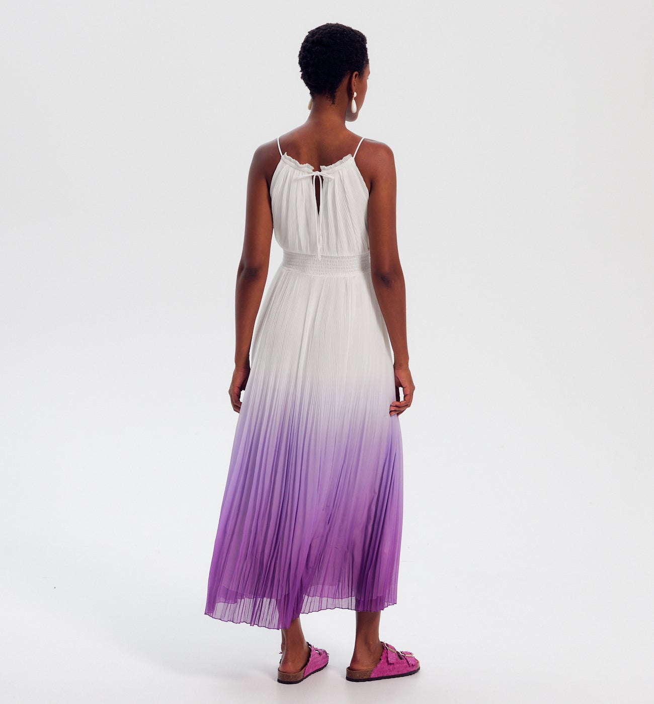 Robe longue plissée Femme - Imprimé multicolore