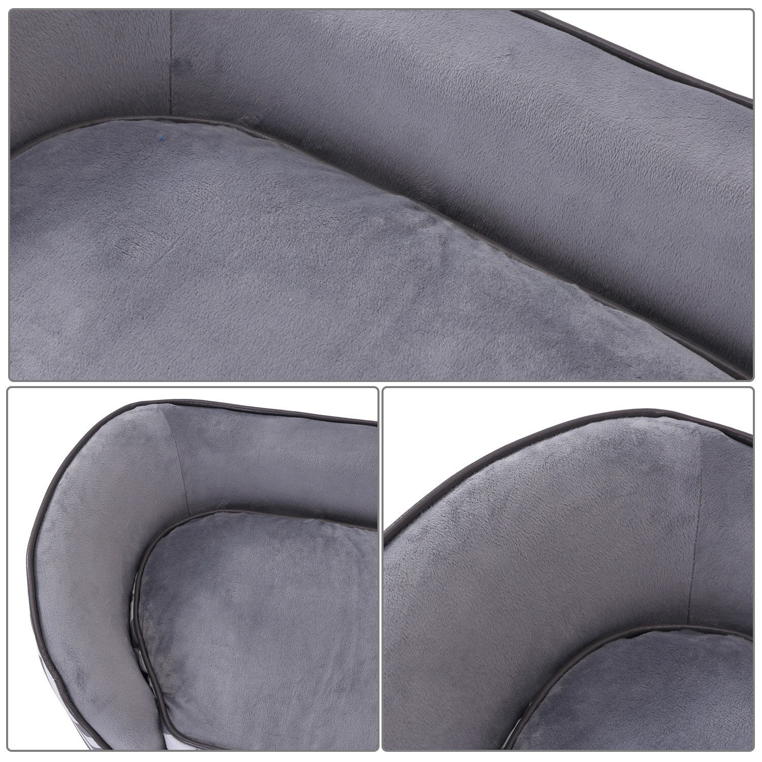 PawHut Hundebett mit Kissen grau 66,5 x 40,5 x 33,5 cm (LxBxH)