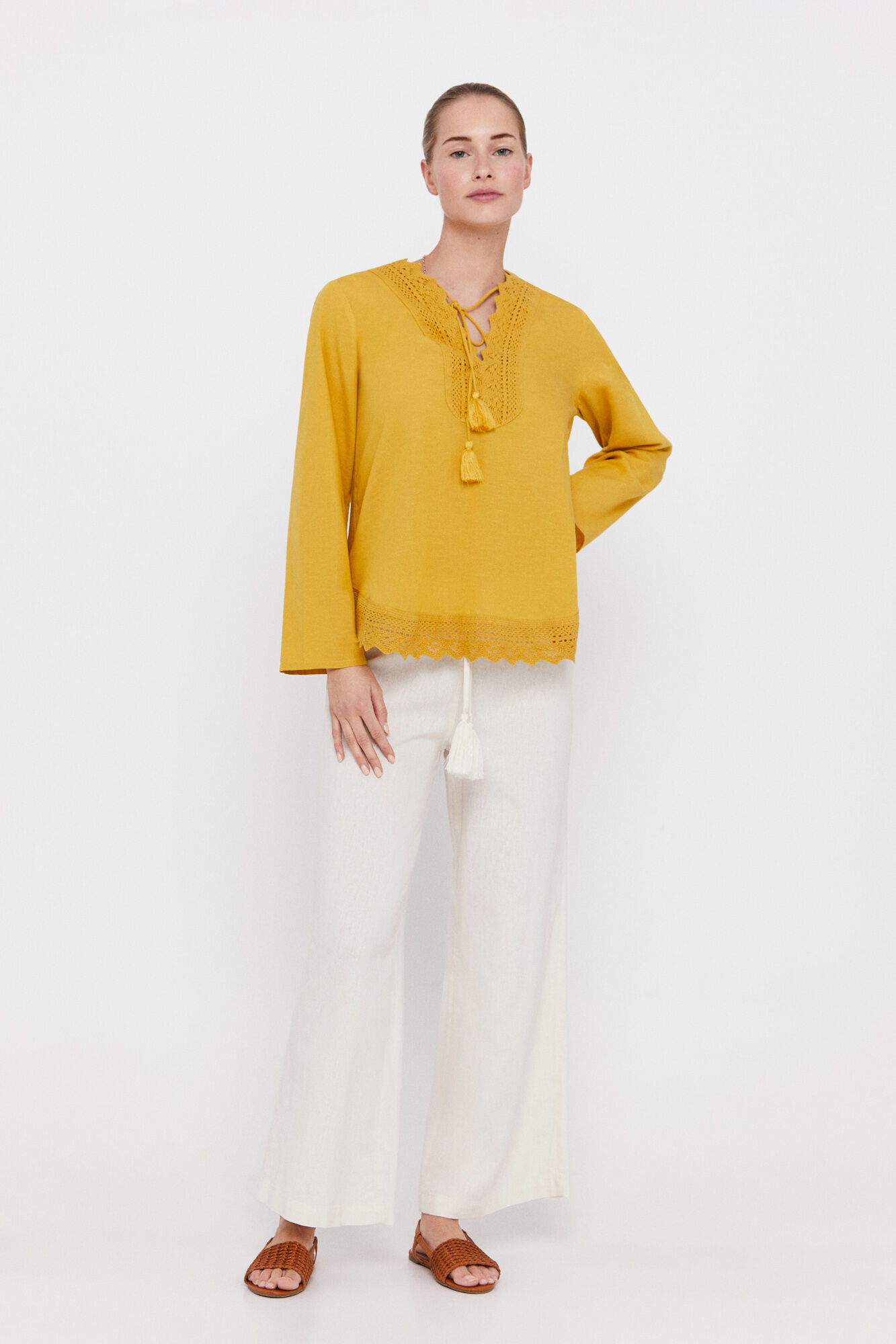 Camisa de crochê - Amarela