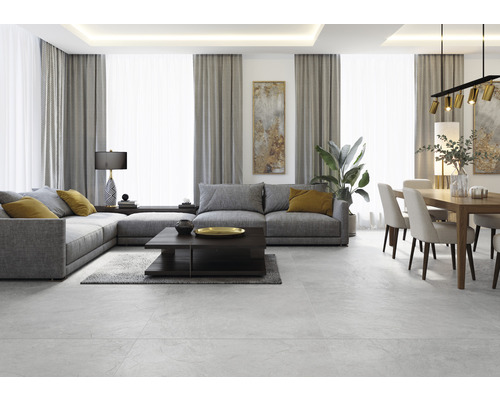 Porseleinen wand- en vloertegel Montreal 120 x 280 x 0,6 cm wit mat