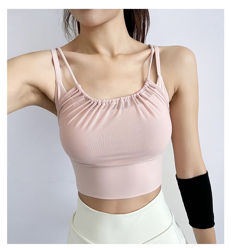 Engiko - Mock tweedelig sport-bh-topje met effen mesh-paneel