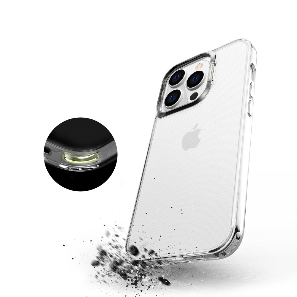 iPhone 14 Pro Max Gummi Case Schutzhülle   Metall Kickstand - Transparent