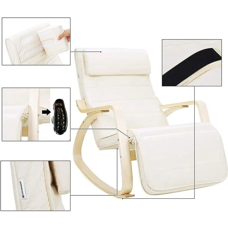 Schommelstoel - Relaxstoel - Verstelbaar 5 standen - Beige