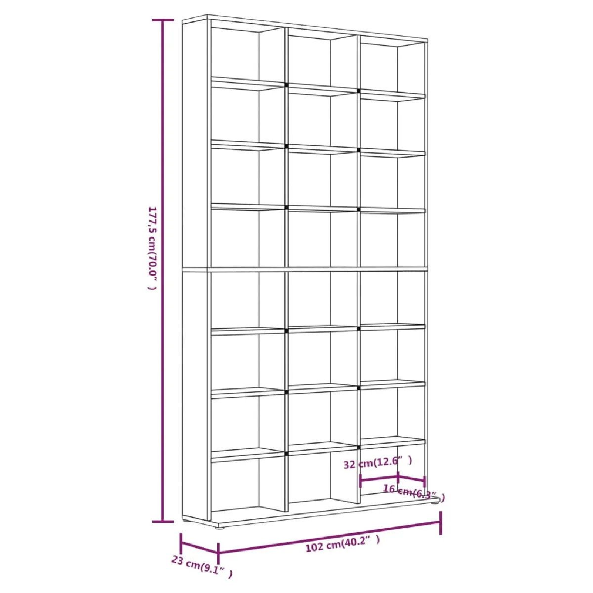 vidaXL Armoire à CD Sonoma Gris