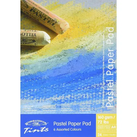 Winsor & Newton Pastellblock A4 160g 24 Blatt 6 Farben sortiert, für Trockentechnik mit Pastellkreiden