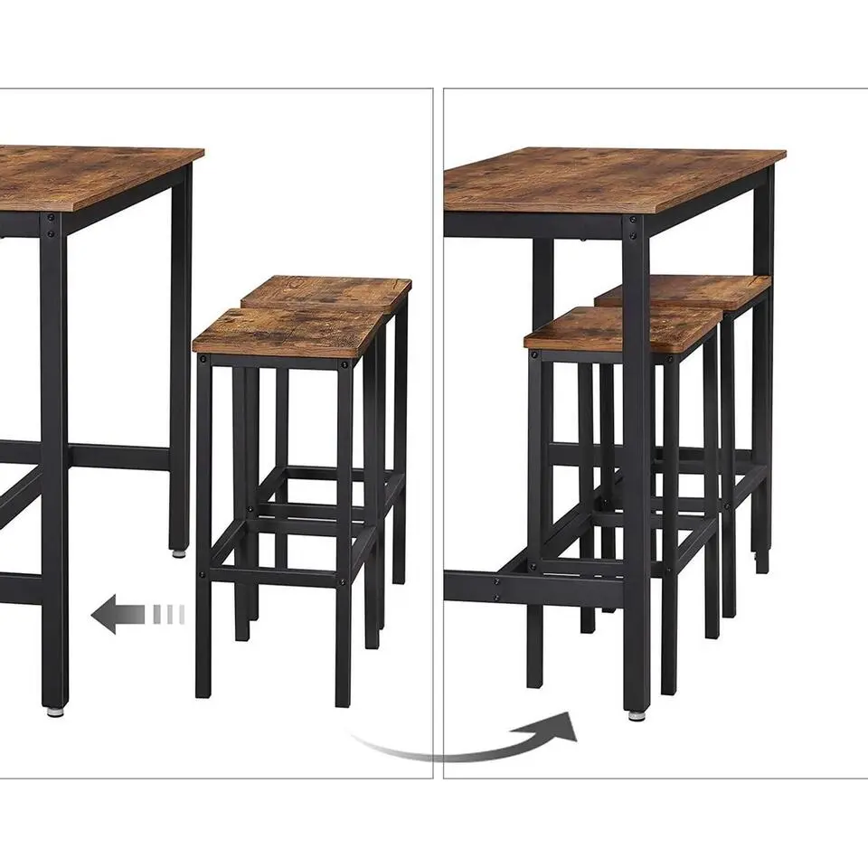 Parya - Vasagle - Bartafel Set - 120x60x90 - Donkerbruin