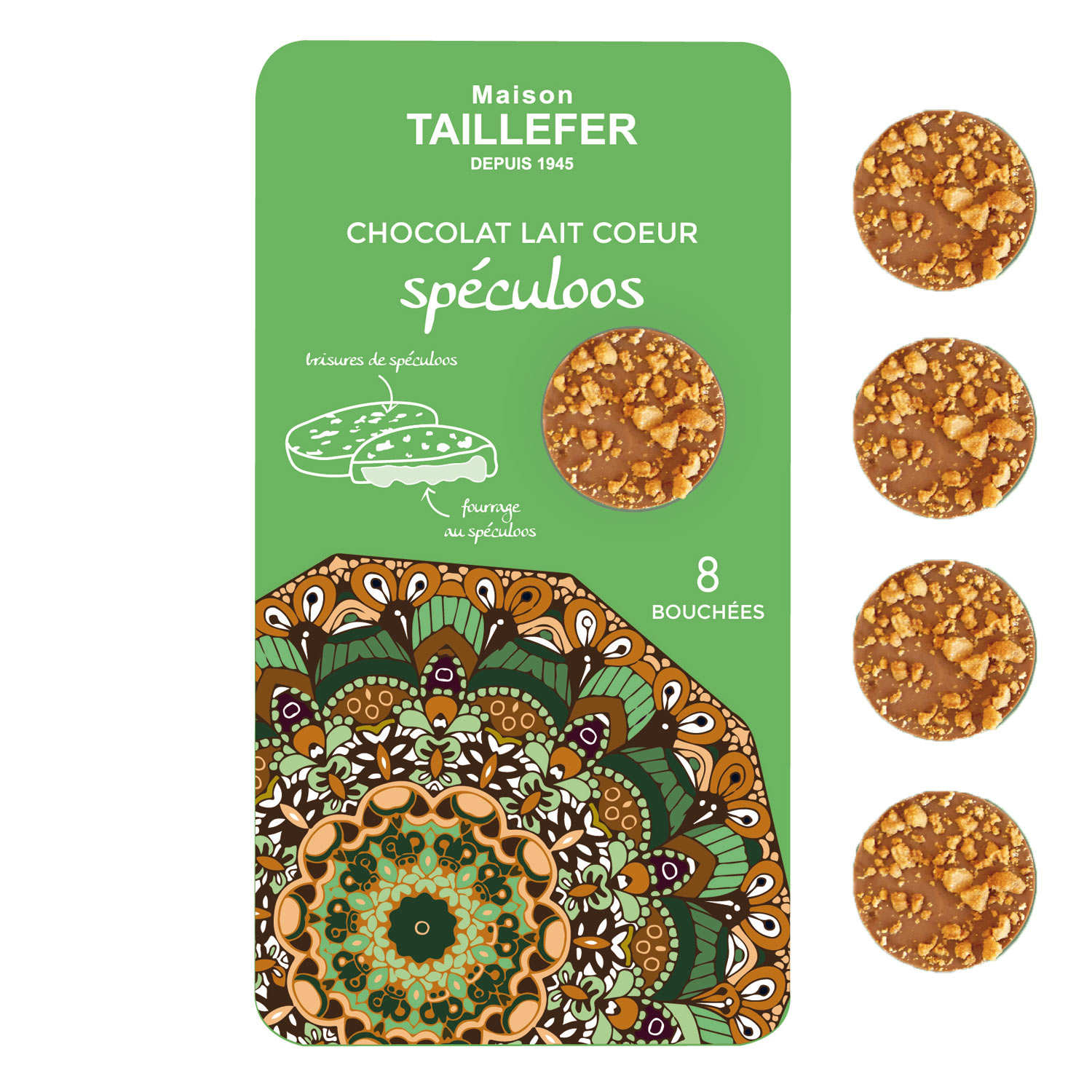 Bouchées de chocolat au lait fourrées au spéculoos