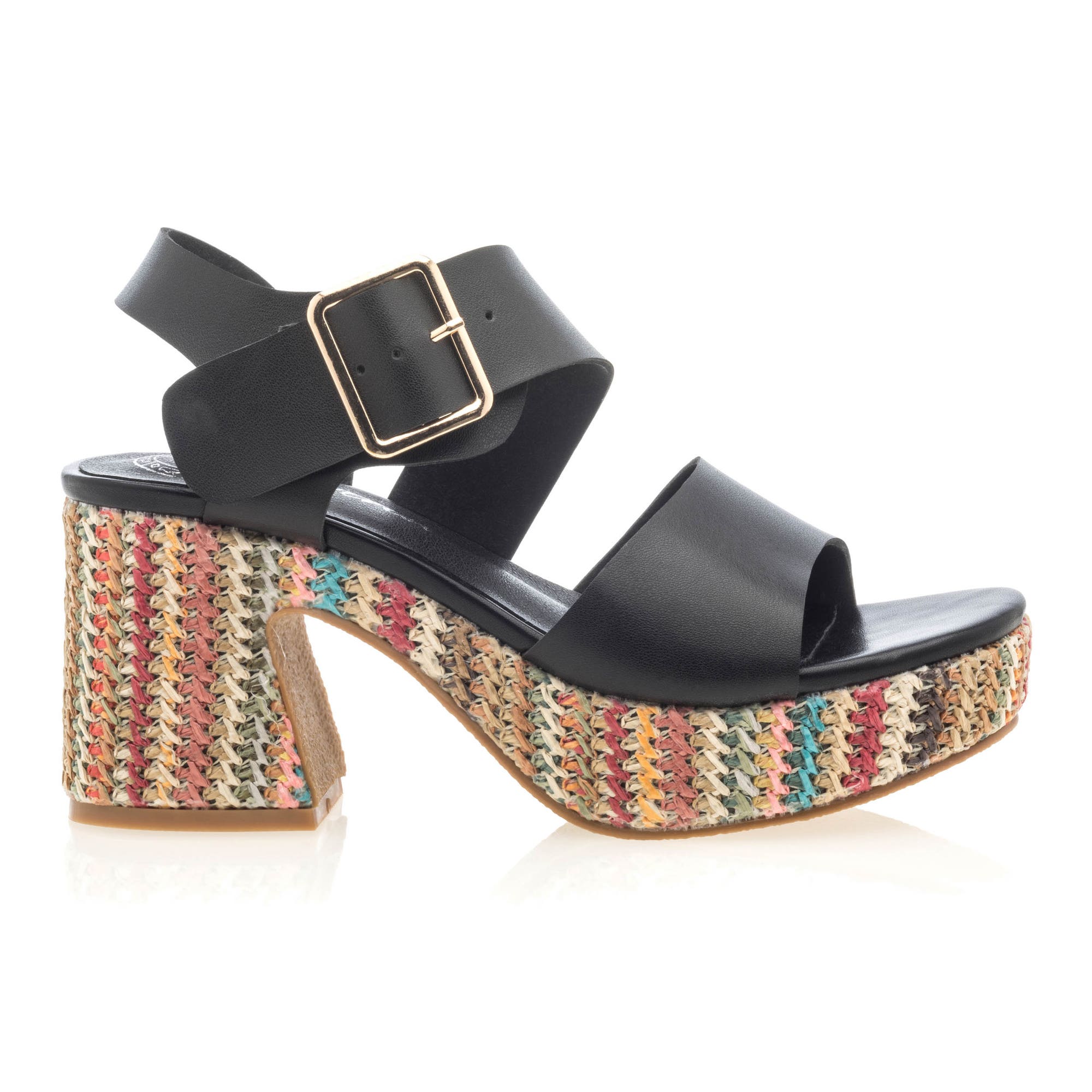 Nu-pieds à talon compensé Femme noir