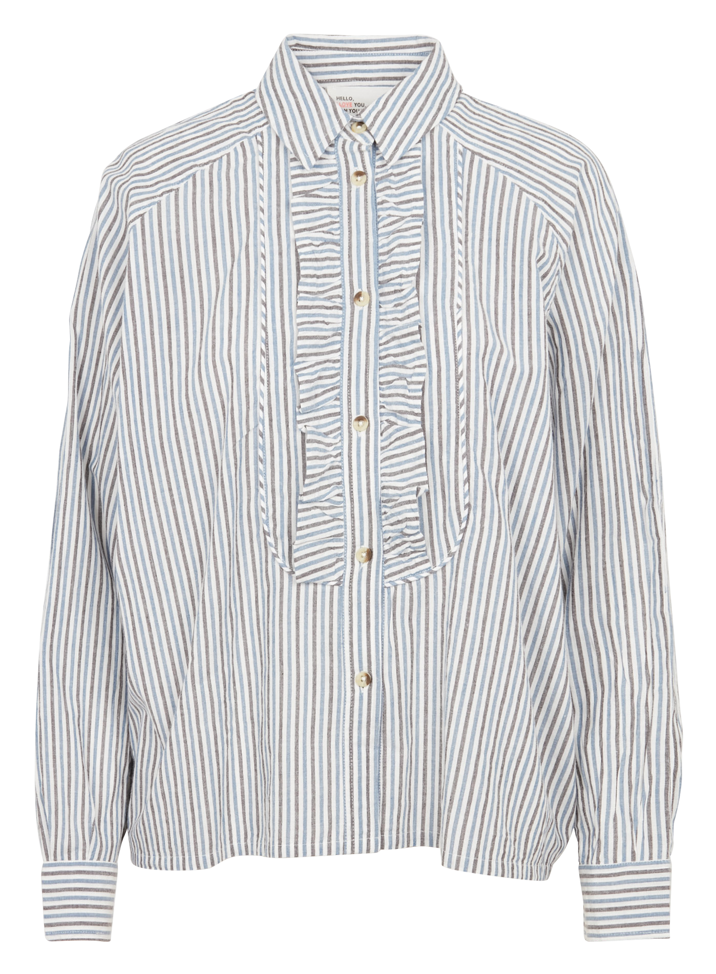 CHORAL - Chemise col classique à rayures en coton bio | Bleu