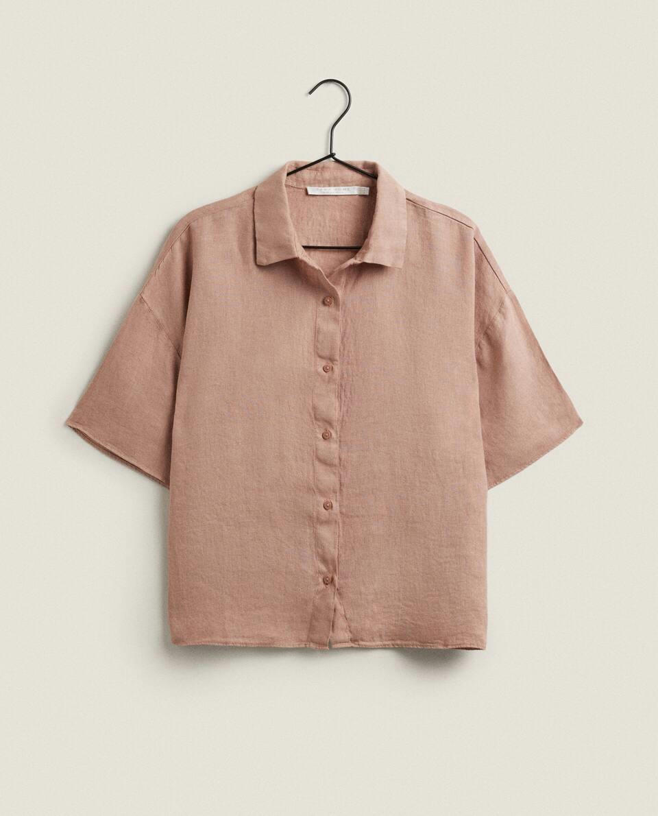 CAMISA DE LINHO DE MANGA CURTA