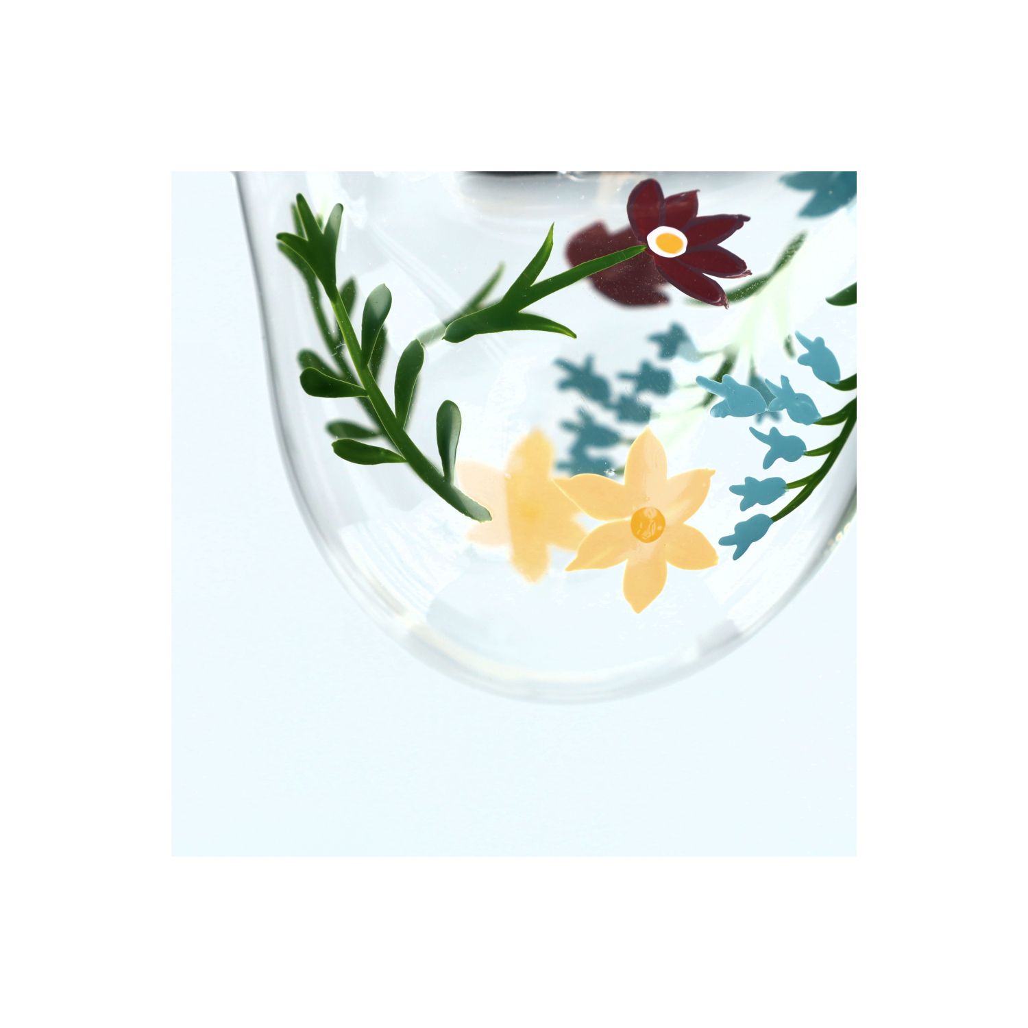 Paashanger, glas, vogel beschilderd met bloemen