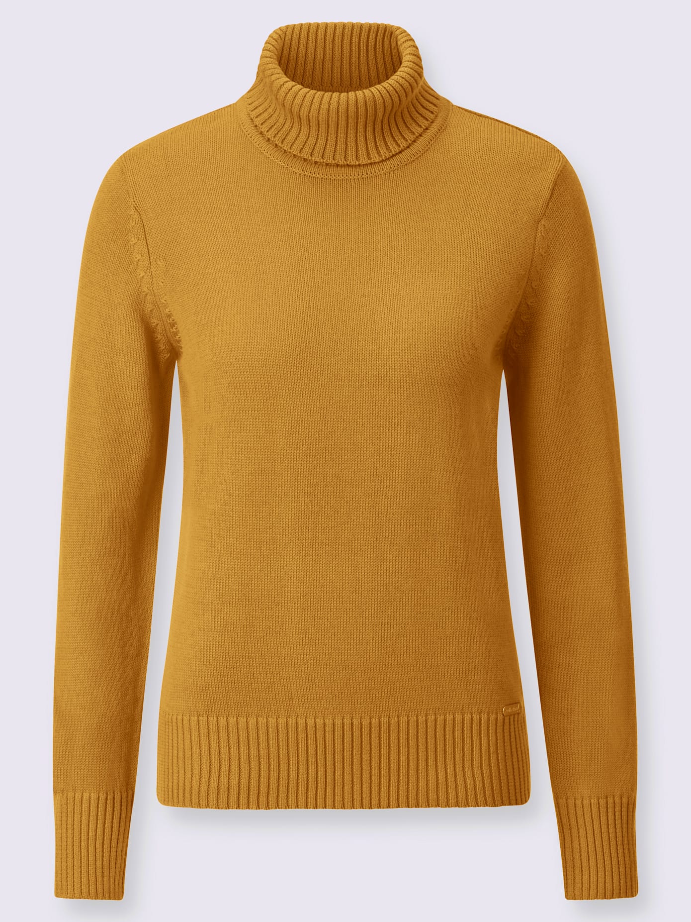 Pull femme col roulé manches ourlet avec finitions côtelées