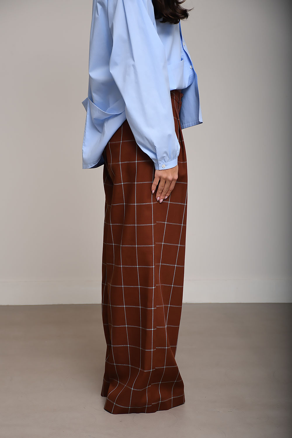 Katherine check cotton pants