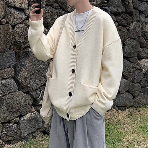 Posive - V-hals effen oversized vest met knopen