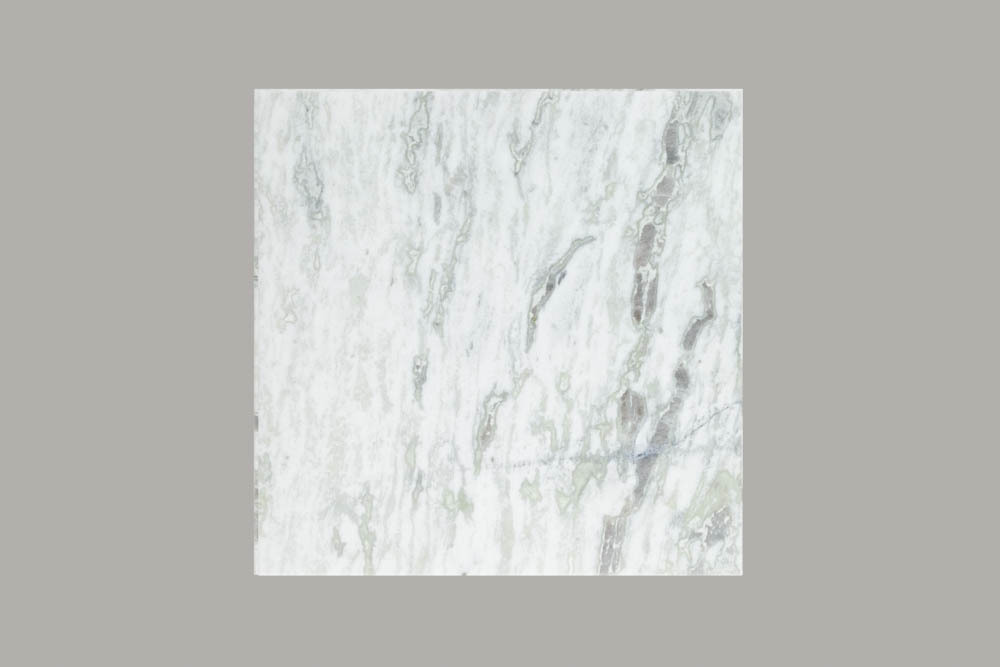 Eleganter Couchtisch ELEMENTS 50cm weiß mit polierter Marmor-Platte