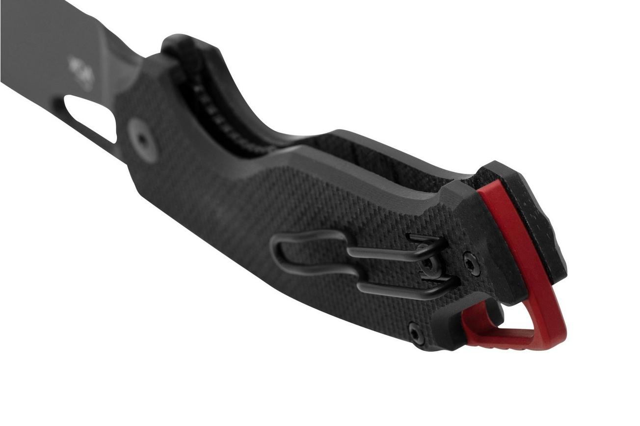 MKM Vincent VCN-GBB Black PVD N690CO, Black G10, Red Aluminum zakmes, Jesper Voxnaes design