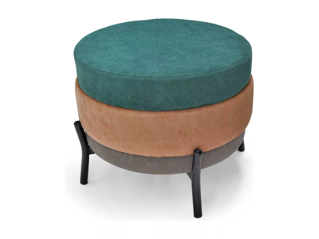 HAMBURG - Pouf rond 3 places en PU/velours/tissu rose