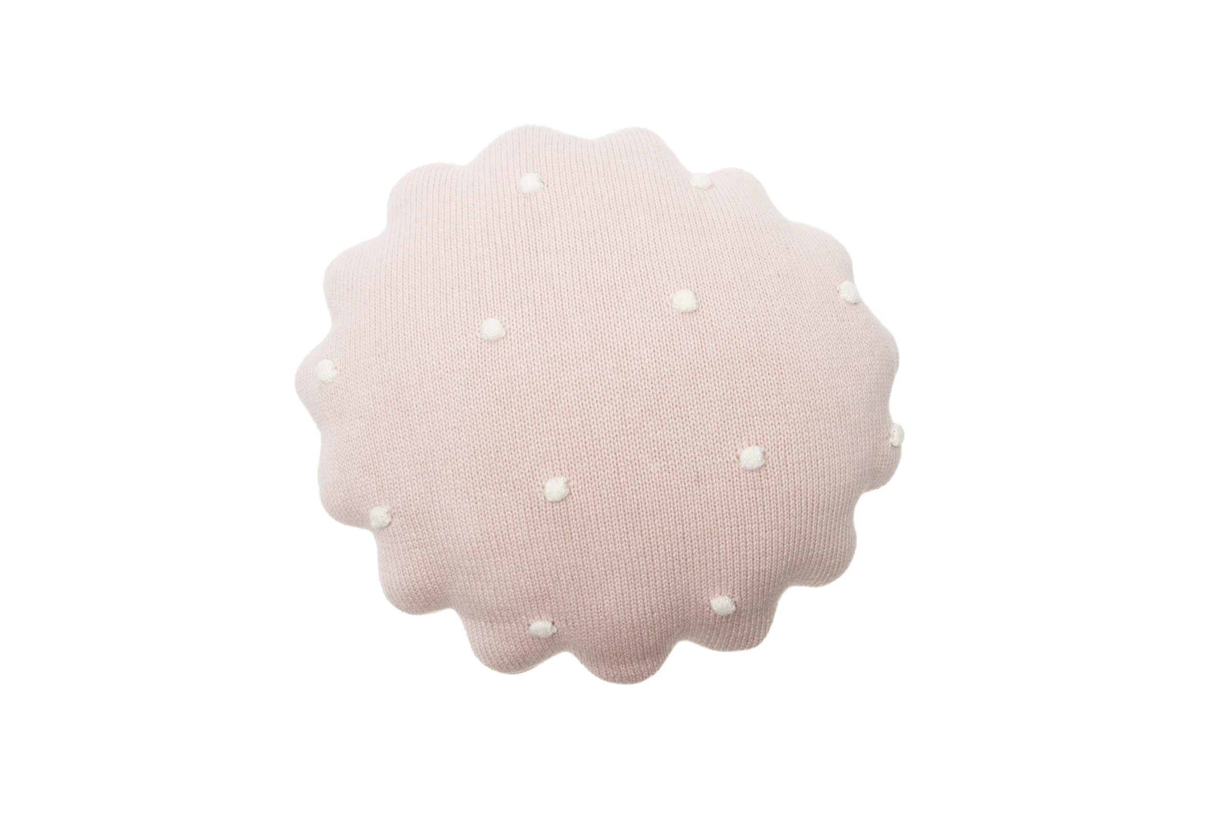 BISCUIT - Coussin rond en coton tricoté | Rose