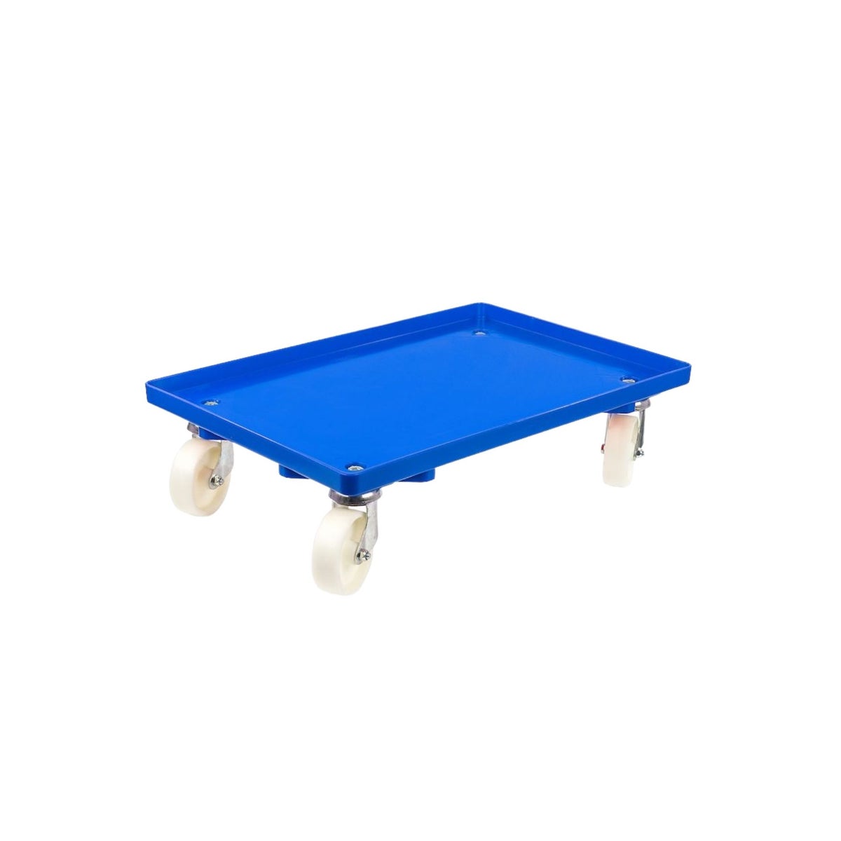PROREGAL Transportwagen voor Euroboxen 60 x 40 cm met kunststof wielen, blauw, gesloten dek, 2 zwenkwielen en 2 remwielen, draagvermogen 300 kg