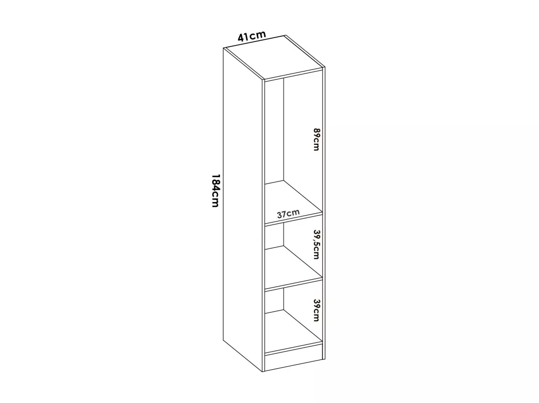 Armoire Dbusat, Cintre pour chambre à coucher, Armoire avec 1 porte simple, 41x52h184 cm, Blanc