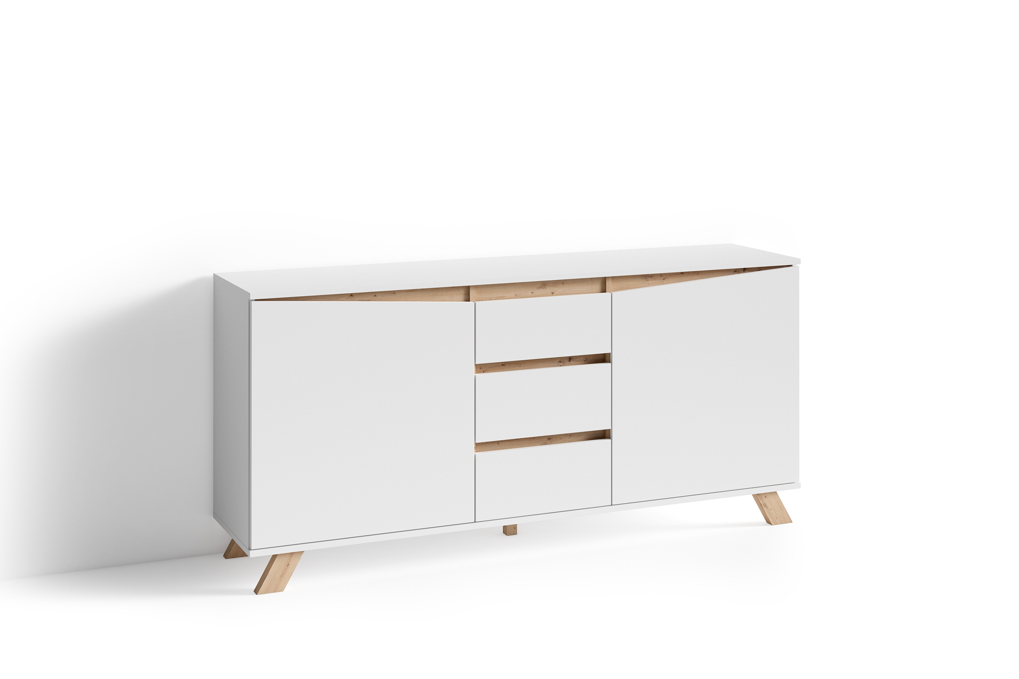 byLIVING Sideboard VALENTIN, Breite 160 cm, weiß/Artisan Eiche (Eiche-Optik)