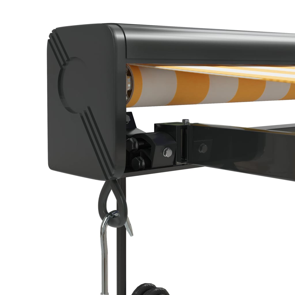 Auvent rétractable jaune et blanc 4,5x3 m tissu et aluminium