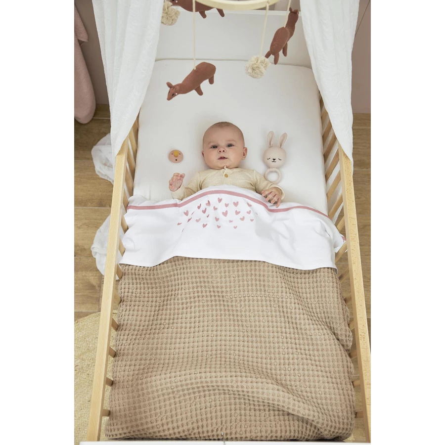 MEYCO Babydecke Waffel Teddy Sand
