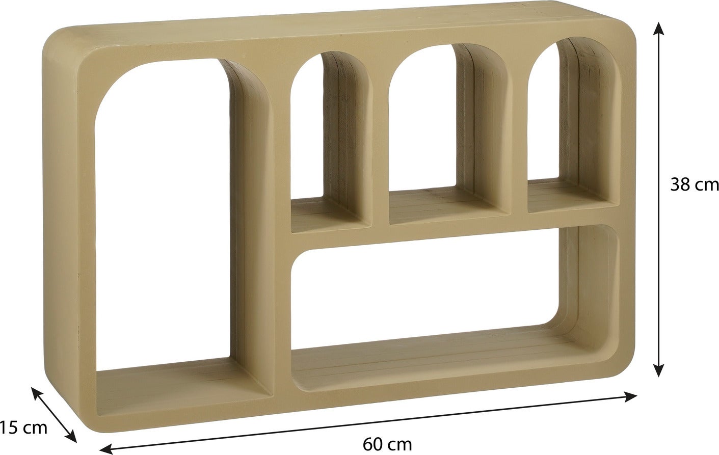 Mica Decorations wandkast Frati beige 60 x 15 x 38 cm