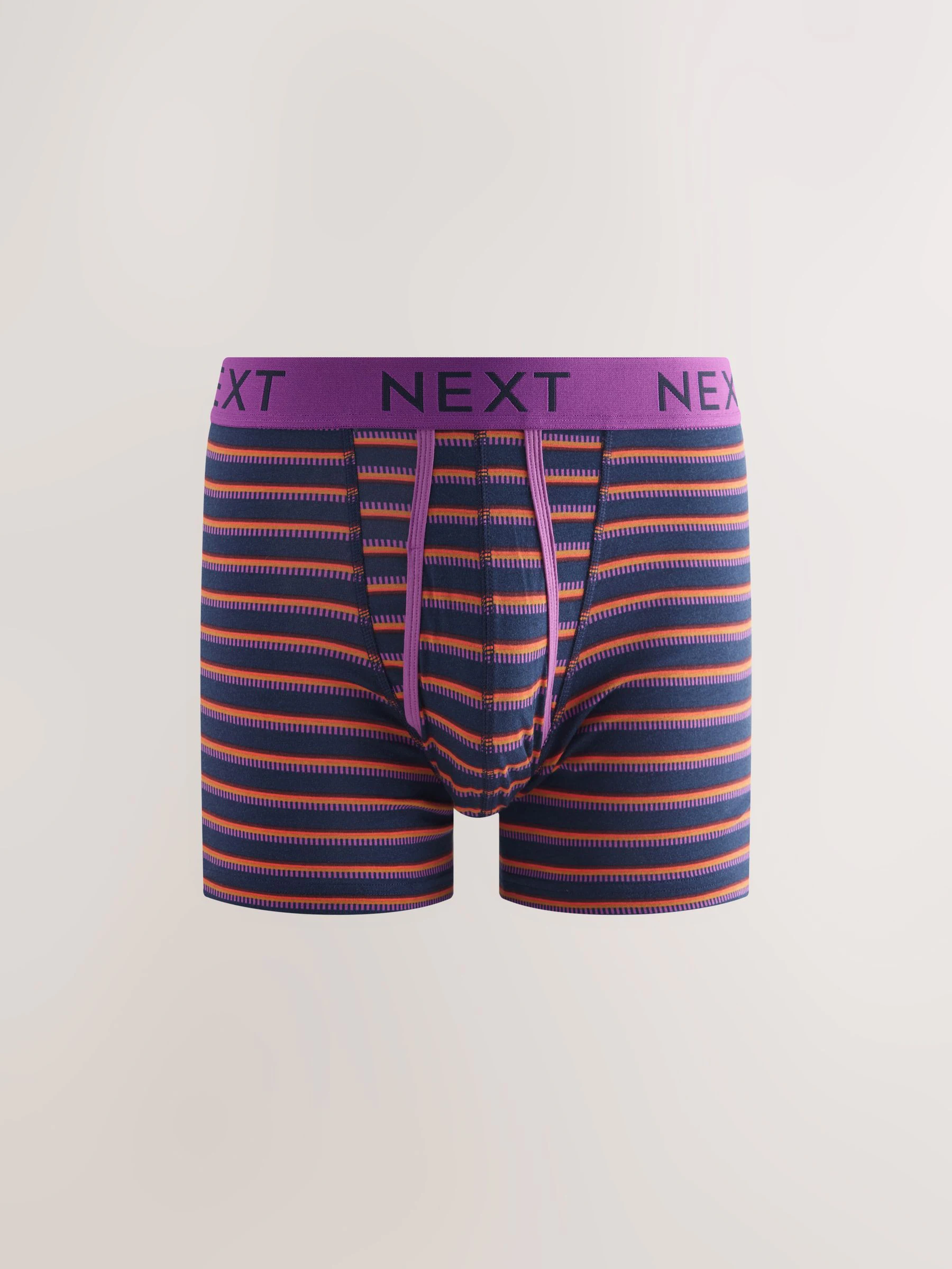 Marineblauw/bordeauxrood met stippen en strepen - Boxershorts met A-voorkant