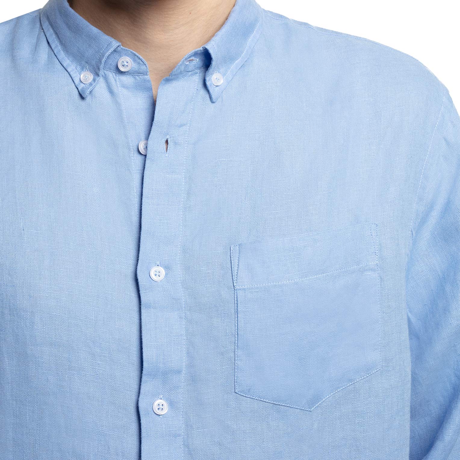Chemise en lin coupe classique bleu ciel