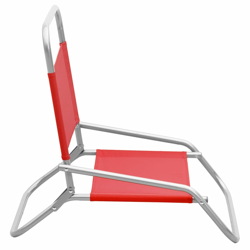 Chaises de plage pliables 2 pcs rouge tissu