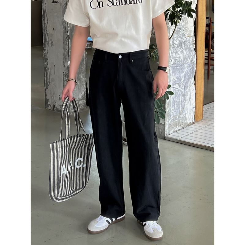 Orungeetun - Mid Rise Plain Wide Leg Pants