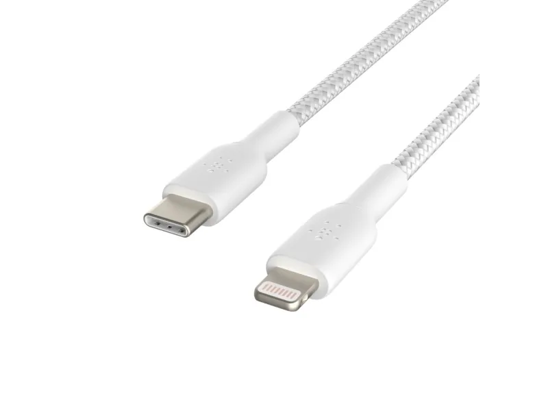Belkin BoostCharge - Lightning-kabel - 24 pin USB-C han til Lightning han - 1 m - hvid - USB Power Delivery (18 W)