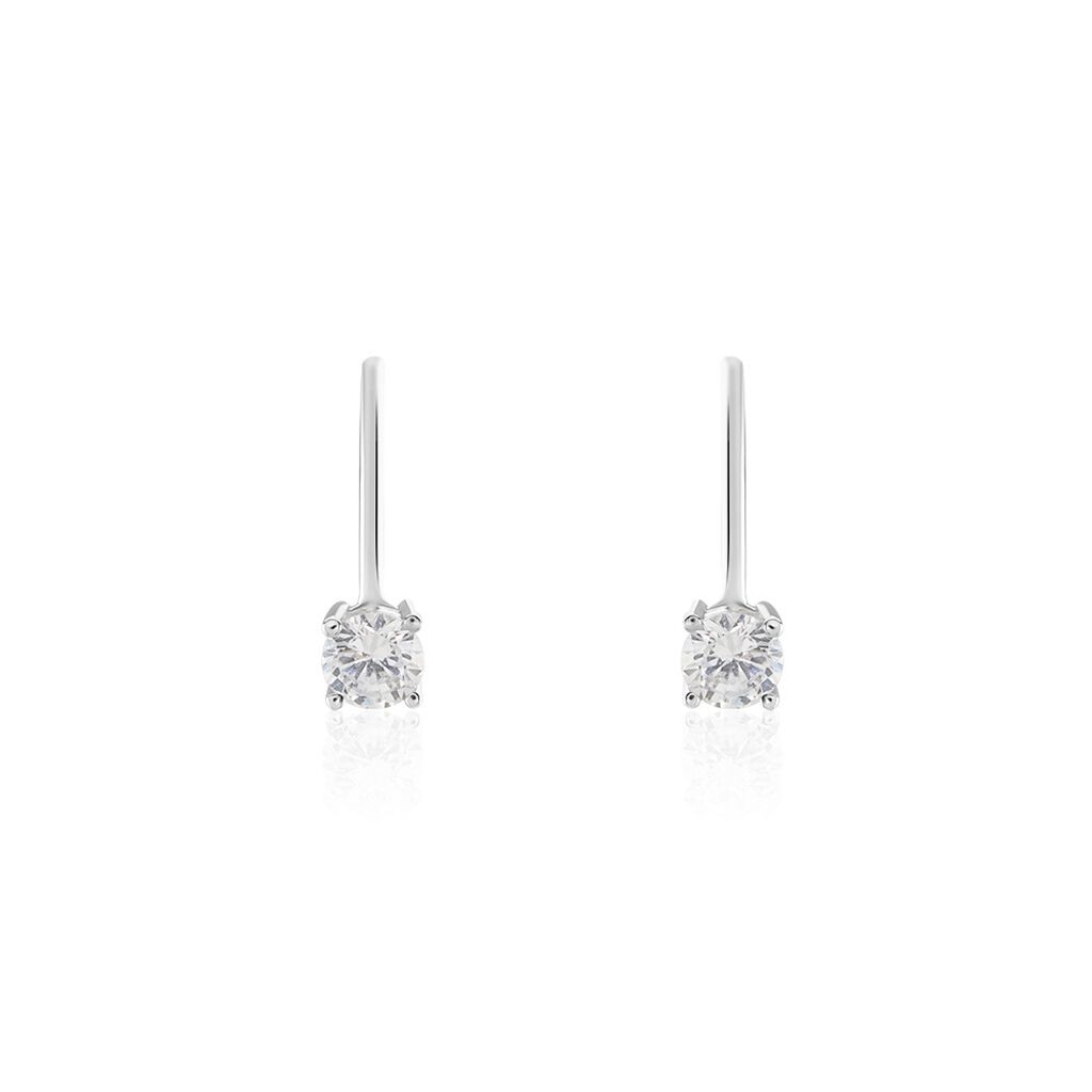 Boucles D'oreilles Dormeuses Argent Blanc Viventiol Oxyde De Zirconium