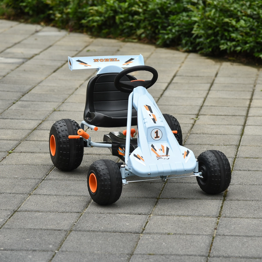 HOMCOM Kinder Go-Kart mit Handbremse hellblau