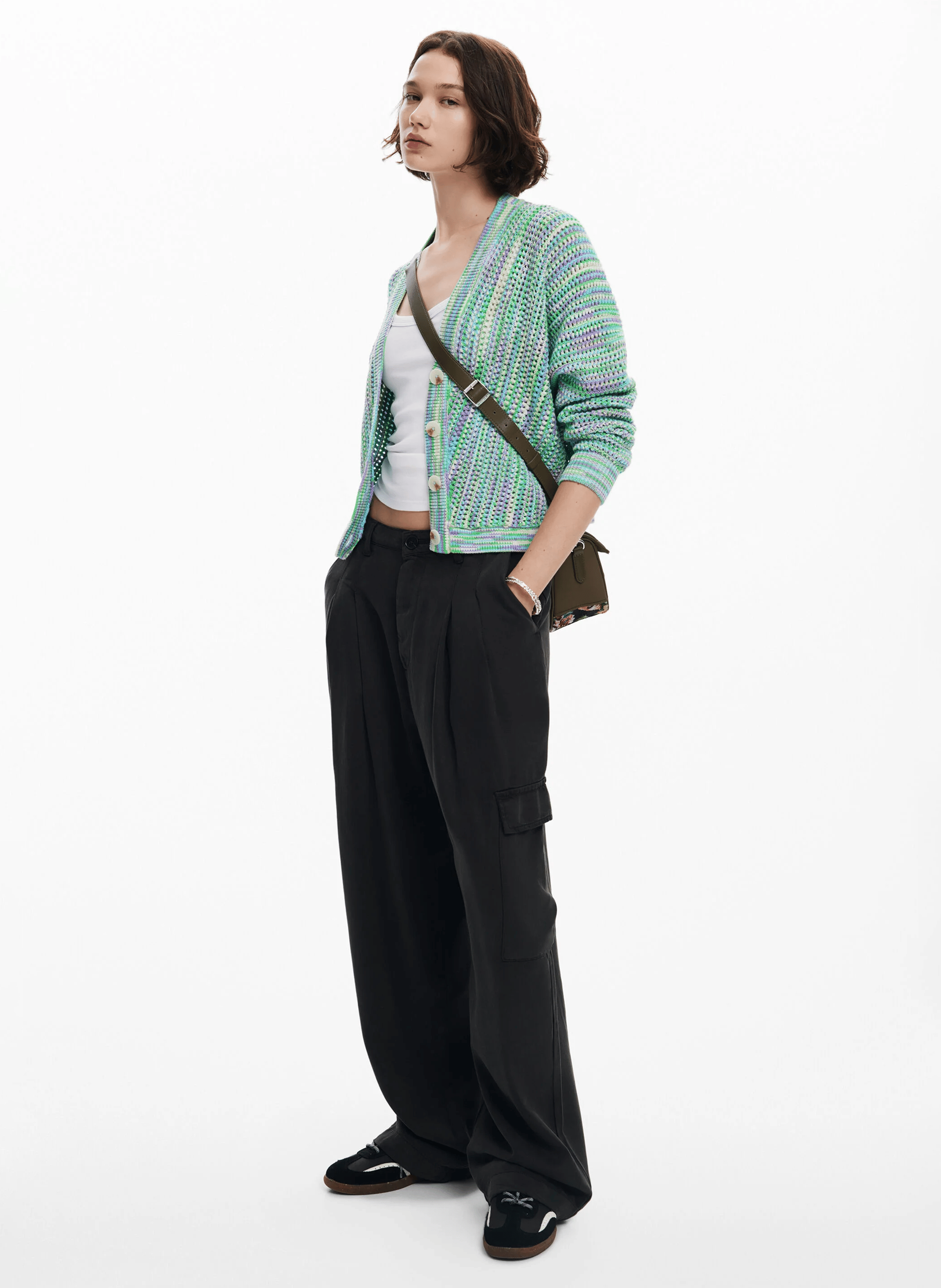 Cardigan imprimé en maille| Multicolore