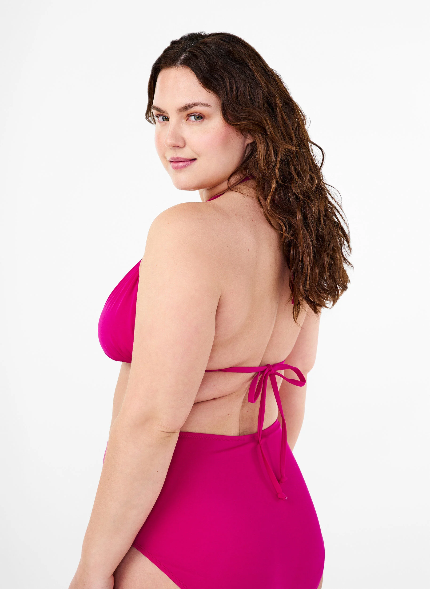 Ensfarvet trekants bikini bh