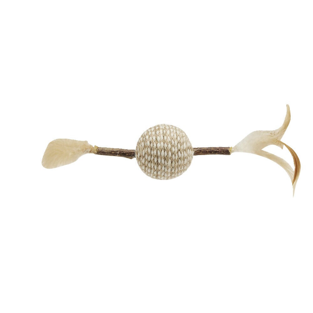Jouet pour chat en jute avec plume L26cm (2 modèles souris ou balle)