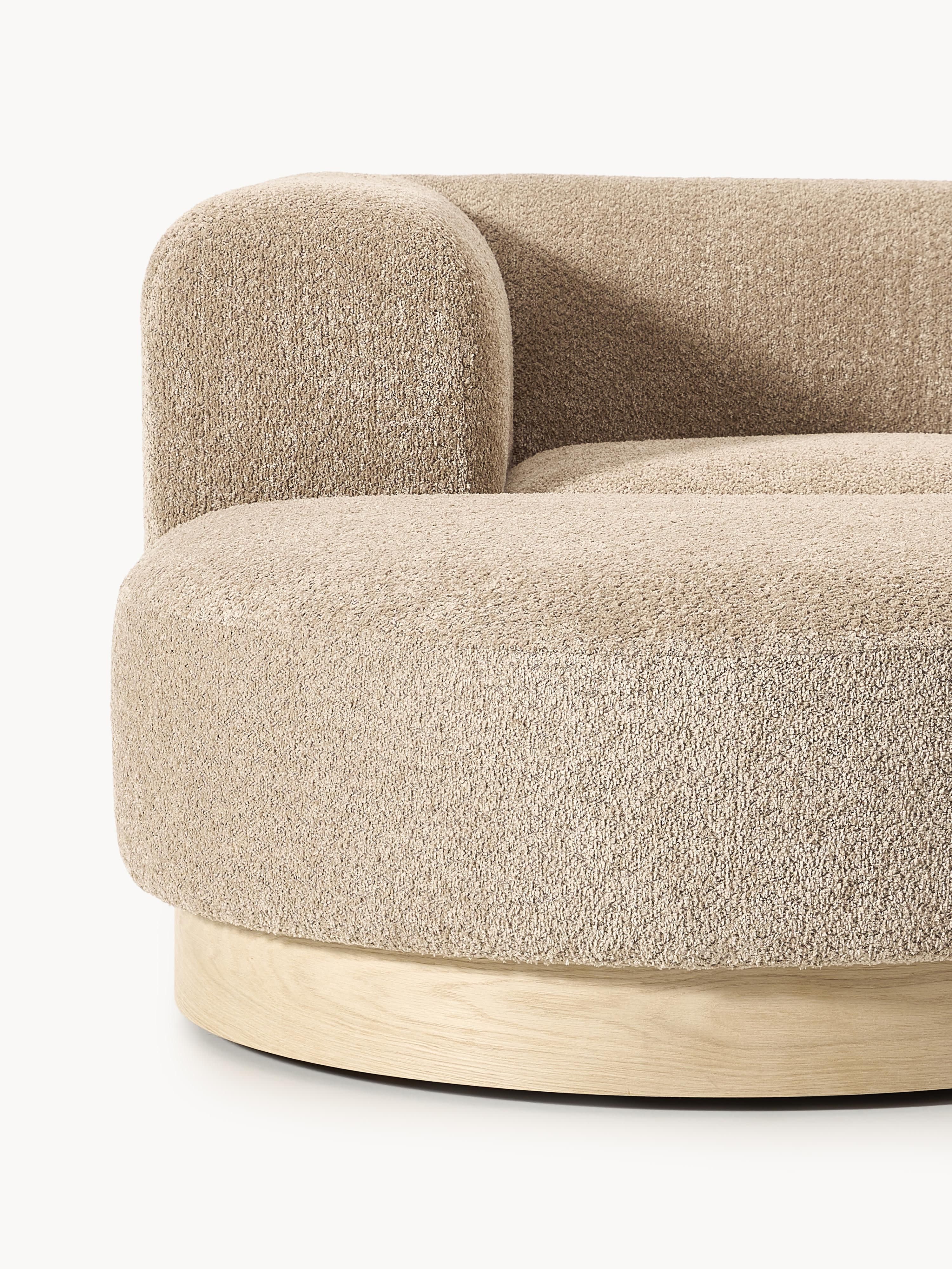 Modulaire teddy bouclé bank Natalie (3-zits) met poef (links/rechts)