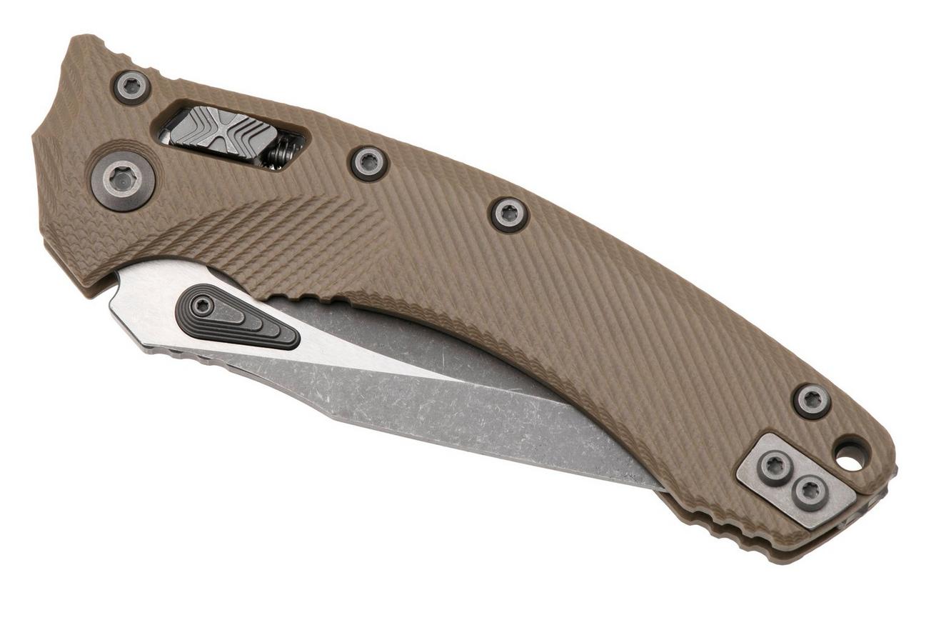 Microtech Amphibian 137RL-10APFLGTTA, Apocalyptic Stonewashed M390MK, Fluted Tan G10 zakmes