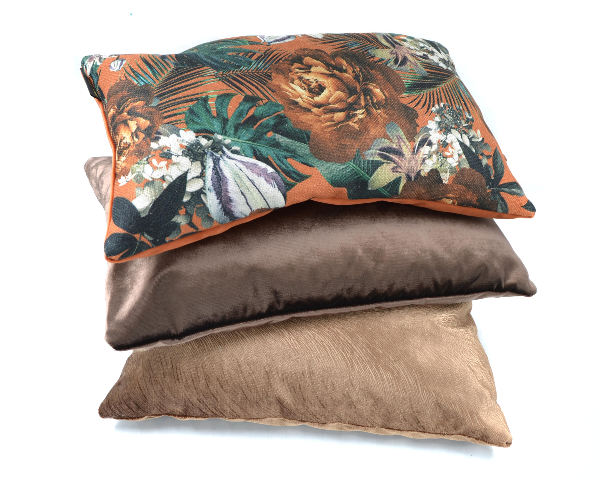 Kussen linnenlook flower leaves groen 50 x 35 cm